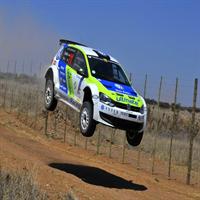 A National VW Polo rally car in action