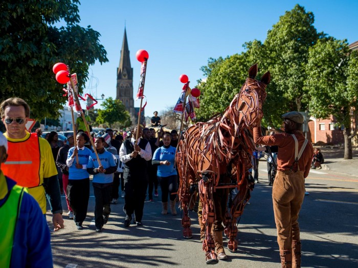 Joey - The War Horse as part of the 'Forty See More' - 'Fortissimo' parade at the 2014 National Arts Festival. Picture by Marius Janse van Rensburg