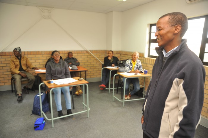 SKILLS DEVELOPMENT: The Coega Development Corporation (CDC) chief executive Pepi Silinga pays a visit to building inspector trainees at the CDC’s Skills Development Centre in Port Elizabeth. The CDC started the course after it identified a gap in the market.