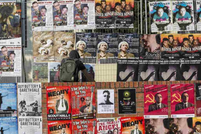 Production posters around town, Grahamstown_NAF2014. CuePix_Louisa Feiter