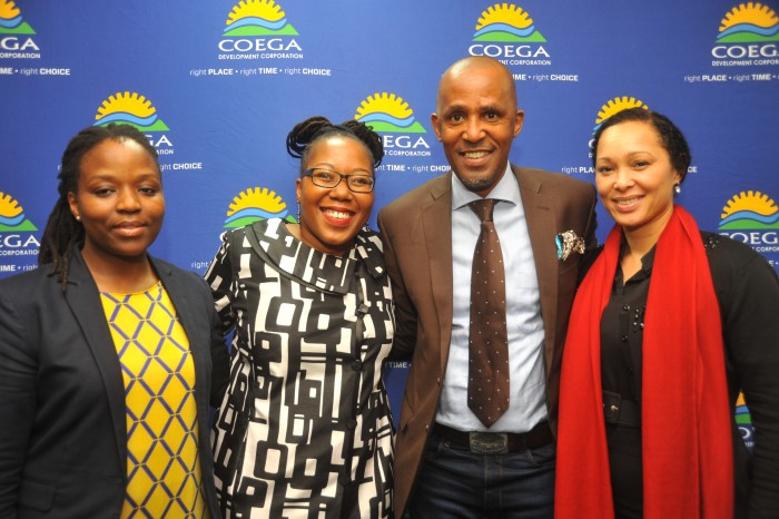 BUSINESS SEMINAR: Coega Development Corporation’s (CDC) chief financial officer Bongeka Jojo (left) joined guest speaker Dr Bridgette Gasa, managing director of The Elilox Group, Motse Mfuleni, seminar programme director and chairman of the Mandela Bay Development Agency (MBDA), and Ellen Fischat, enterprise development manager at Seda NMB ICT Incubator (SNII), at the CDC’s Women in Business Breakfast Seminar on Monday, 31 August.