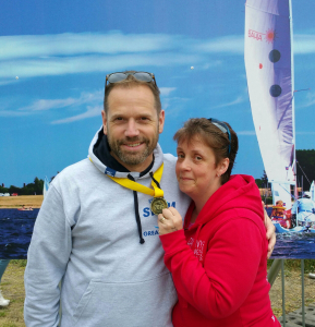 Tanya and I after the Great East Swim: she doesn't look too scary in this pic!
