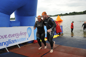 Tanya and I finish the Great East Swim together