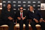 LOUISVILLE, KY - OCTOBER 01: Larry Holmes, Muhammad Ali, and George Foreman attends the Sports Illustrated Tribute to Muhammad Ali at The Muhammad Ali Center on October 1, 2015 in Louisville, Kentucky. (Photo by Stephen Cohen/Getty Images for Sports Illustrated)