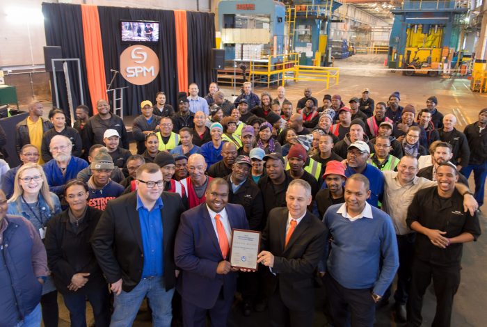 Mark Gaskin (SPM executive Director), Athi Lupodwana (SPM Business Development), Mark Gilbert (SPM CEO) and Nathaniel Terils from General Motors’ Global Purchasing department.