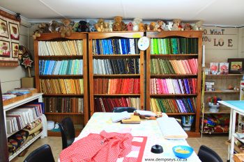 well stocked quilt shop, love the colour!