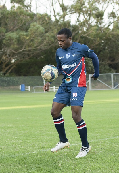 Top student and NMMU-Madibaz football captain Cloudius Sagandira has had a successful year on and off the field. He led the team to victory in the Safa-Nelson Mandela Bay SAB League and graduated cum laude with a master's degree in chemistry. Photo: Fabian Smith