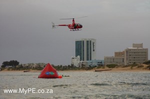 Two helicopters helped keep spectators close to the Ironman 2012 Swim action