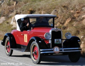 Barney Marais and Pierre Woeke in a 1928 Chevrolet