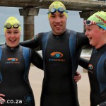 Past champions - Jessica Roux (Season 5) & Michael Marais (Season 6) share a moment with Rebecca Newman (Season 4) before the start. Photo: Carl Newman
