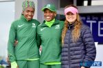 The Winners of the 10km Women's race from Left to Right: Ndileka Mvakwendlu (3rd), Ntombesintu Mfunzi (1st), Kelly Van Vliet (2nd)