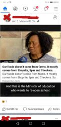 Our food doesn't come from farms. It mostly comes from Shoprite, Spar, Checkers